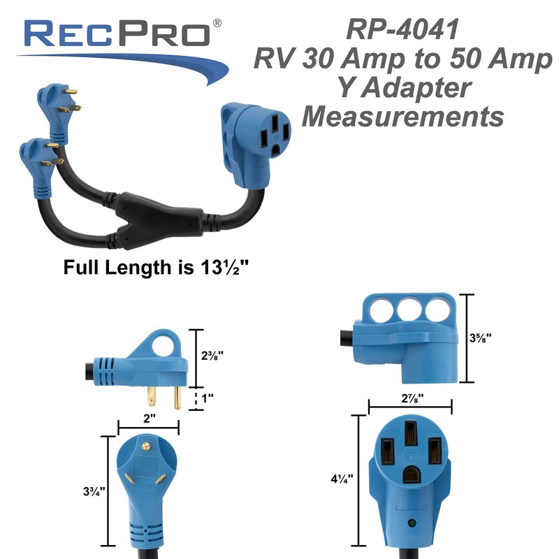 RecPro RV Dual 30 Amp to 50 Amp Power Adapter