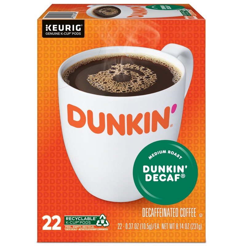 Dunkin' Donuts Decaf Keurig Single-Serve K-Cup Pods, Medium Roast, 22