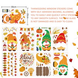 9 Stück Herbstdeko Herbst Fensterbilder, Erntedankfest Fensteraufkleber, Thanksgiving Fenster Aufkleber, Thanksgiving Fenster Dekorationen für Thanksgiving Herbst Party Zubehör
