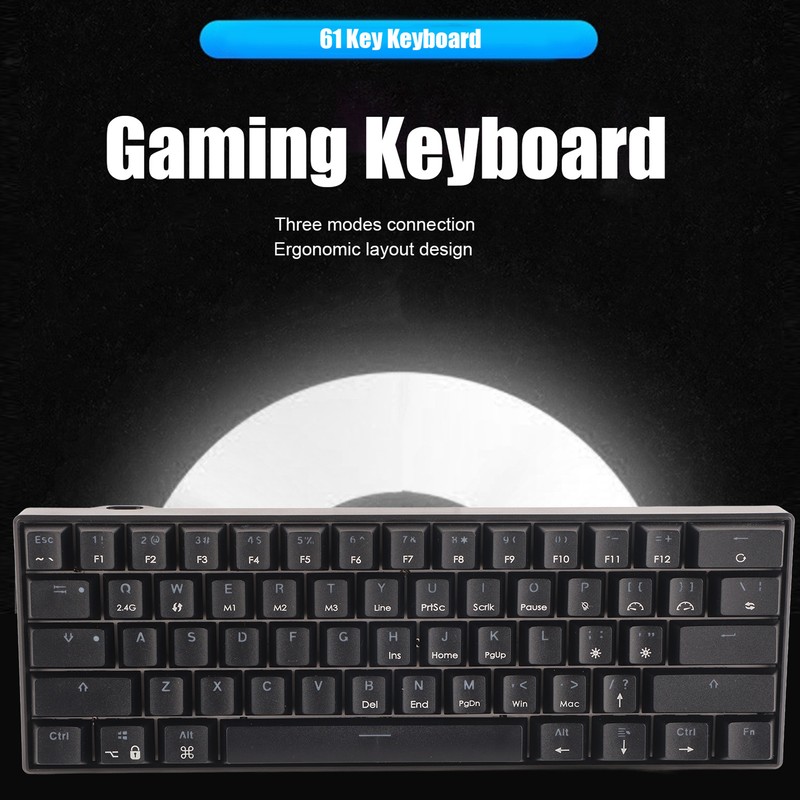 Mechanical Keyboard 61 Keys Three Modes Support Wireless Portable Ergonomic