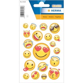 HERMA 15325 Happy Smile Transpuffy Plastic Transpuffy Permanent Stickers 1 Sheet / 19 Stickers
