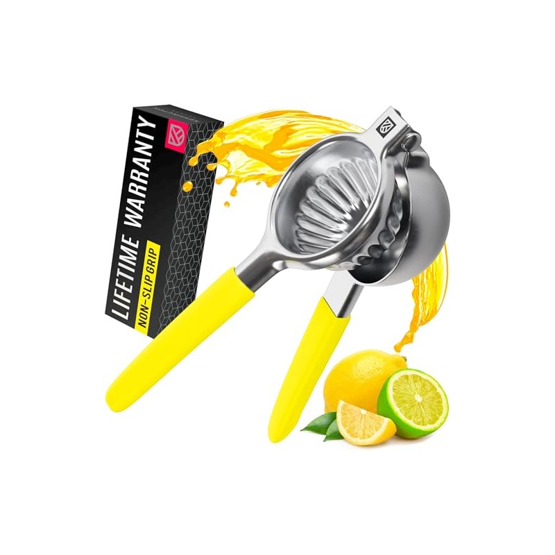 Stainless Steel Lemon Squeezer Press - No Seeds, Pro-Grade, Effortlessly
