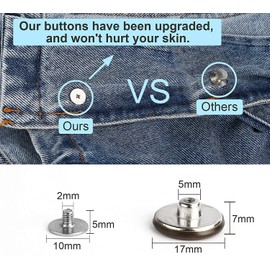 Pack of 12 Jeans Buttons, Sewing Free Button, Replacement Buttons, Metal Buttons, Replacement Jeans Buttons, Jeans Buttons Set, Jeans Button 17 mm