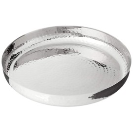Elegance Hammered Stainless Steel Round Tray, 13", Silver