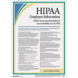 ComplyRight HIPAA Employee Information Poster (AR0953) - 12 x 18 Inch Laminated Plastic Poster - Informative Style for Office and Property Use