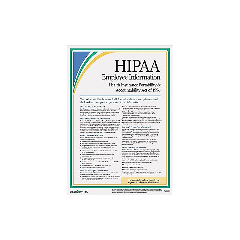 ComplyRight HIPAA Employee Information Poster (AR0953) - 12 x 18