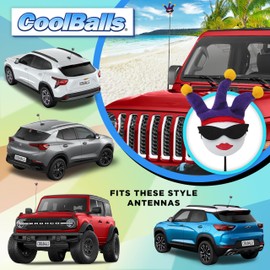 Coolballs Jesterette Car Antenna Topper Decor Accessory - Fits Thin Style Antenna