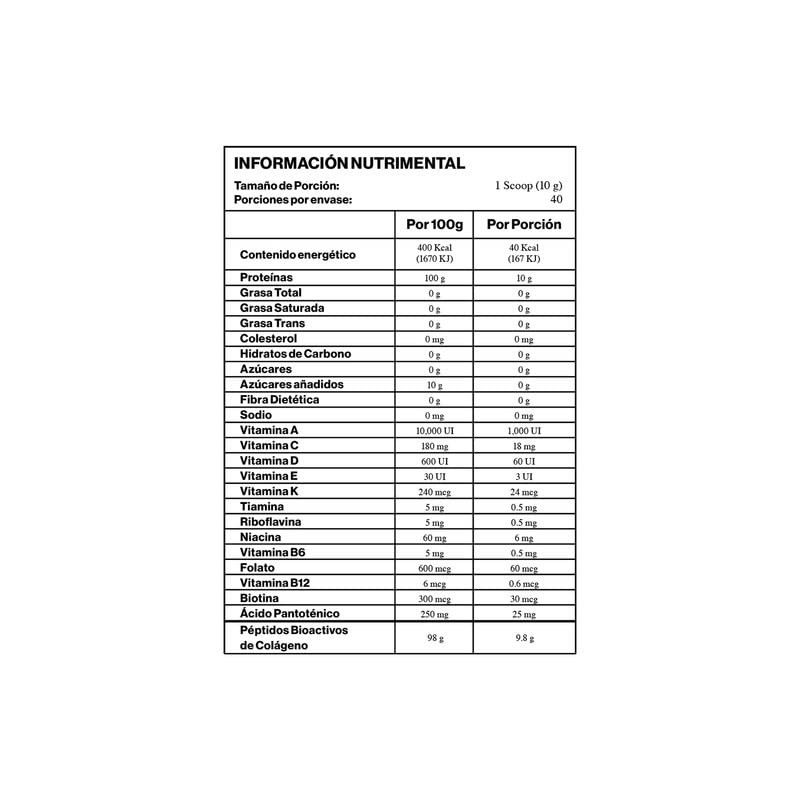 Beauty Peptidos Bioactivos de Colágeno sabor Natural 400 g