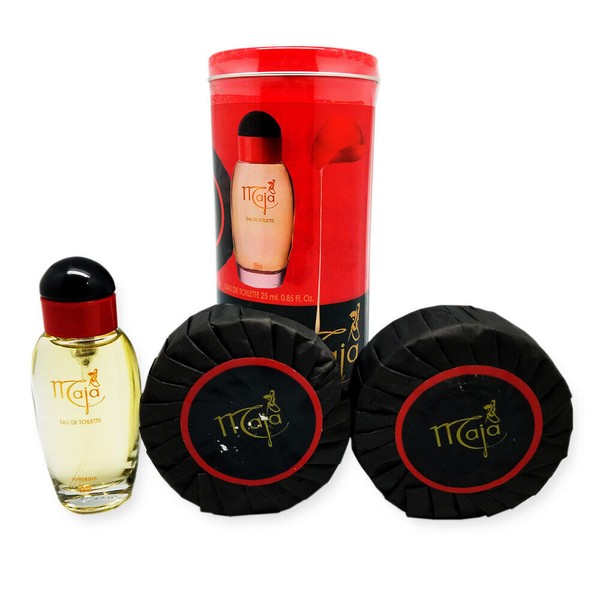 Maja Red Can Gift Set. 2 Natural Moisturizer Glycerin Soap & Original Cologne