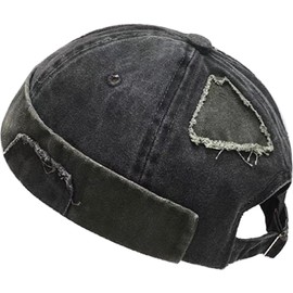 YeeHeen Dome Brimless Hats for Women Men Sailor Docker Beanie Cap Hip Hop Skull Caps Denim Black