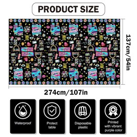 Auch 3 Pieces 90s Tablecloth 90's Party Decorations Disco Party Table Cover Large 1990's Plastic Tablecloth Back to 90's Rocking Party Supplies for Music Birthday Party Anniversary
