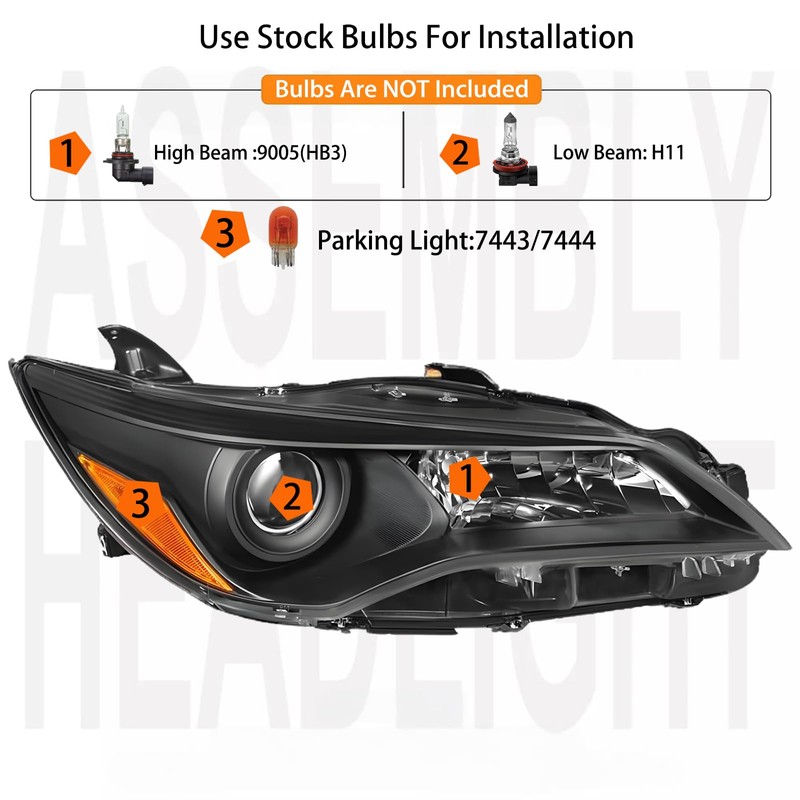 2PCS Headlights Assembly Compatible with 2015 2016 2017 Toyota Camry