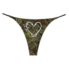 NE Beauty Fish Heart Hearts Thong With Love (Pack of 1) Camo Large