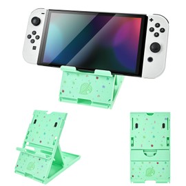 DLseego Stand Suitable for Switch 2/OLED/Lite, Angle Adjustable Holder Kickstand, Portable Foldable Non-Slip Non-Shake Kawaii Bracket with 4 Height Settings - Green Leaves