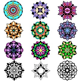 EggSun 48pcs Mandala Fuzzy Velvet Coloring Posters Kit, DIY Beautiful Arts and Crafts Velvet Coloring Mess Free Felt Coloring Pages for Adult Kids Family Activities and Party Favors
