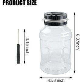 Coin Counter Piggy Bank, Coin Jar for Adults, Digital Counting Money Jar, 1.8L Capacity Coin Counter Machine with LCD Counter, Change Jars for Saving (Silver) - Colour: Sliver