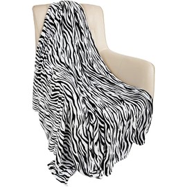 MACEVIA Flannel Fleece Throw Blanket for Couch, Zebra Blanket Black and White for Adult, Lightweight Warm Cozy Soft Blanket for Bed Sofa 260GSM, Suitable for All Seasons (Black Zebra,50x60inches)