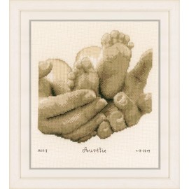 Vervaco PN-0153837 Baby's Feet Embroidery Kit Counted Pattern Cotton Multi-Coloured Approx. 22 x 23 cm / 8.8 x 9.2 Inches