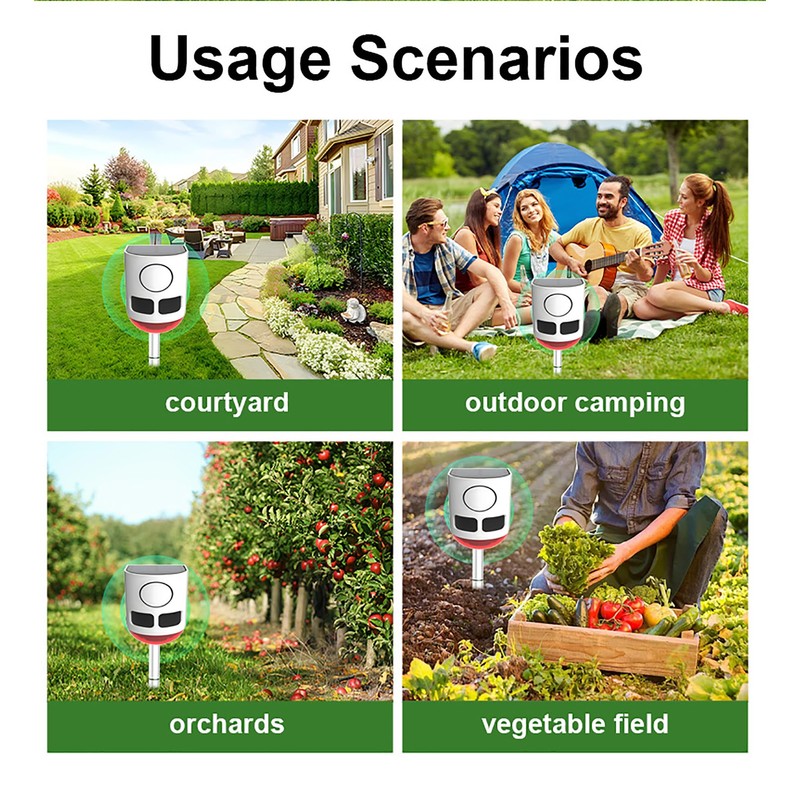 Solar Strobe Light Motion Detector Alarm: Dog Barking and Gunshot
