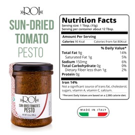 ROI Red Pesto - Sundried Tomato Pesto Sauce Made With Sundried Tomatoes, Genovese DOP Basil, and EVOO, Gluten-Free, Keto-Friendly Fresh Ligurian Sauce, Non-GMO, Made In Italy 6.3 oz (180 g) - Pack 1
