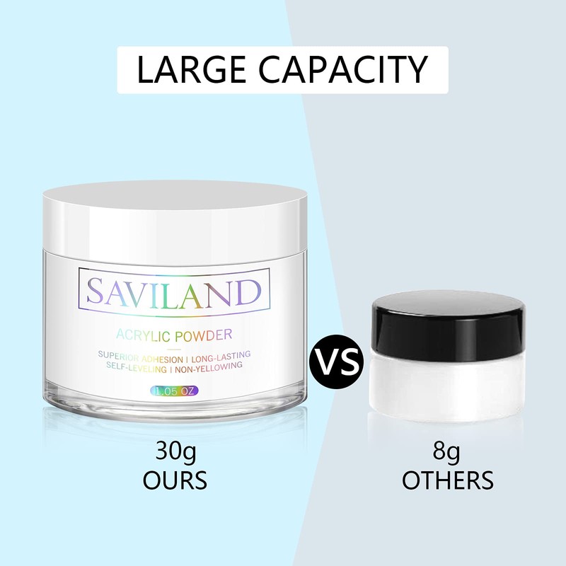 SAVILAND Polvo Acrílico Transparente - 30g Polvo Acrílico Profesional para