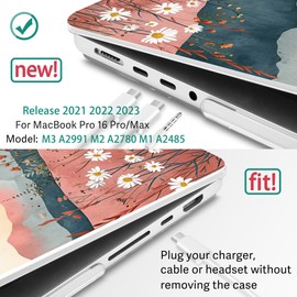 May Chen Case for M4 MacBook Pro 16 inch A3403 Max A3186, M3 A2991 M2 A2780 M1 A2485 Pro Max 2024 2023 2022 2021 Release, Plastic Hard Shell Case with Screen Pretector&Keyboard Cover, Mountains