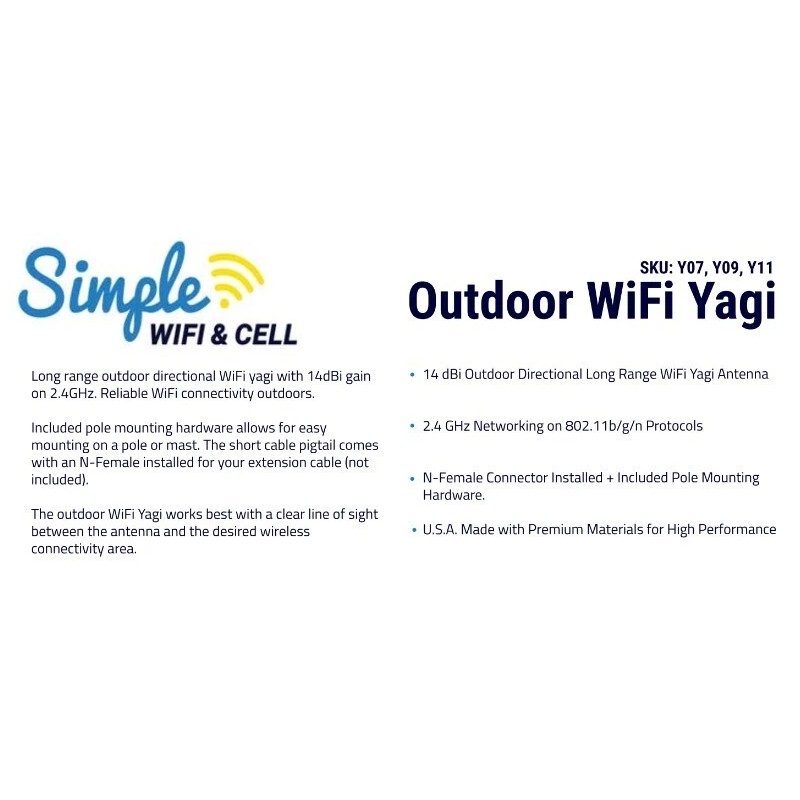 SimpleWiFi Clear Yagi Outdoor Cantenna Wi-Fi 2.4 GHz Long Range