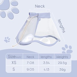 Andiker Cat Cone Collar, Folding Adjustable Cat Recovery Collar with Drawstrings Lightweight Transparent Elizabeth Collar for Dogs and Cats Kittens to Stop Licking and Scratching (Purple, S)