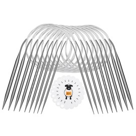 Coopay Stainless Steel Circular Knitting Needles 80 cm, 9 Pieces Circular Knitting Needles Set with Needle Gauge, Metal Circular Knitting Needles 2.0-6.0 mm, Knitting Needles Circular Knitting Needle