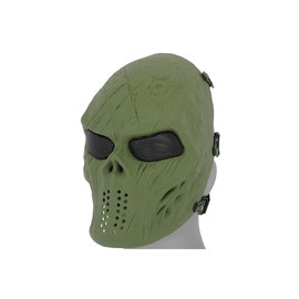 UK Arms Airsoft Villain Skull Full Face Mesh Airsoft Protective Gear Mask - OD Green