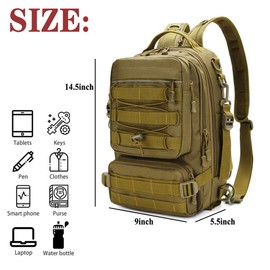 Meprona Fishing Tackle Backpack Storage Bag, Outdoor Shoulder Backpack, Water-Resistant Gear Bag with Rod Holder and Stainless Steel Plier (Standard (14.5 * 9 * 5.5 inch) - Tan)