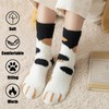 AWAVM 5Pairs Fluffy Cat Socks,Cat Paw Pattern Socks,Winter Warm Animal