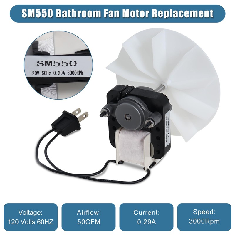 SM550 Universal Bathroom Vent Fan Motor Replacement Kit Compatible with