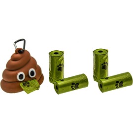 Dispensador De Bolsas Para Perro, 6 Piezas Con Dispensador Y 5 Bolsas, Porta Bolsas Para Perro Portátil Para Paseos Diarios, Diseño Divertido En Forma De Caca, Hecho De Material Pvc