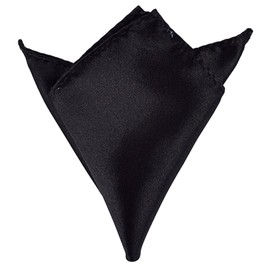 Boolavard Satin 1pcs, 6pcs or 12pcs Pack Solid Plain Wedding Mens Pocket Square Office Suit Handkerchief Hanky (Black)