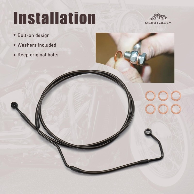 MoKitDora Touring Stainless Steel Braided Front Brake Lines Oil Hose