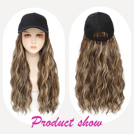 Gorra De Béisbol Peluca Largo Natural Ondulado Extensiones De Cabello Con Sombrero Resistente Al Calor Extensiones De Fibra Sintética Ajustable Sombrero Peluca Para Mujeres Ni