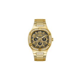 GUESS Men's 46mm Watch - Gold Tone Strap Black Dial Gold Tone Case