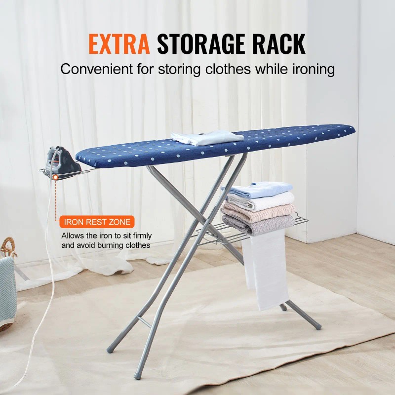 Thickened 4-Layer Ironing Board with 100% Cotton Cover and 10