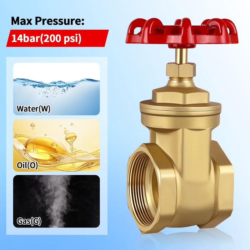 Boltigen 1’’ NPT Brass Gate Valve, 200 WOG Manual Rotary