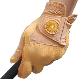 Copper Tech Women's Golf Gloves with Ball Marker - Ladies Golf Gloves with 100% AAA Synthetic Leather - Wrist Support & Breathability - Golf Gloves Left Handed Golfer (Hand Orientation: Right)