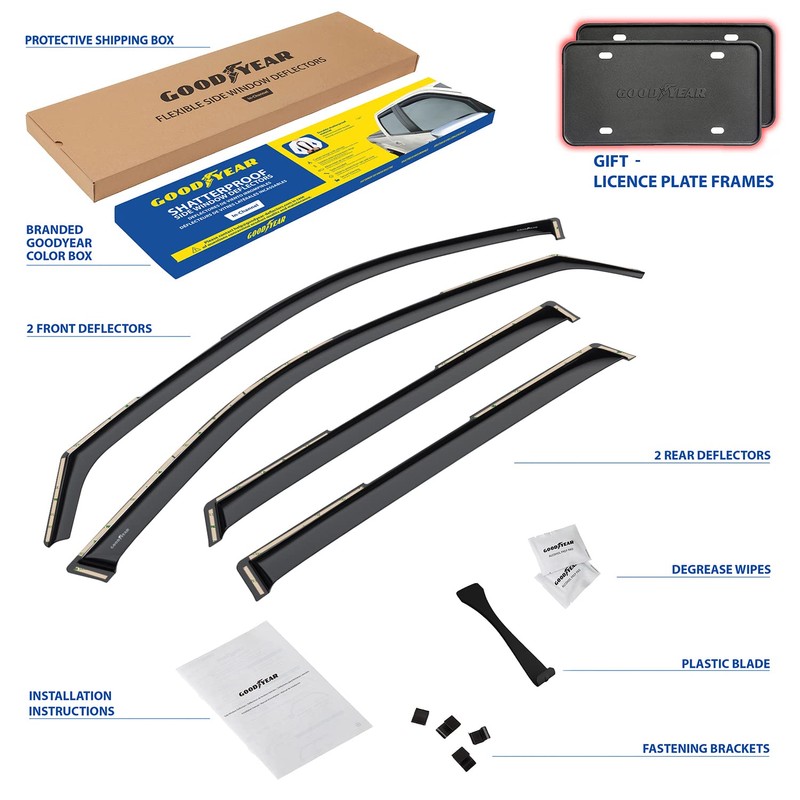 Goodyear Shatterproof in-Channel Window Deflectors for Hyundai Palisade 2020-2025, Rain