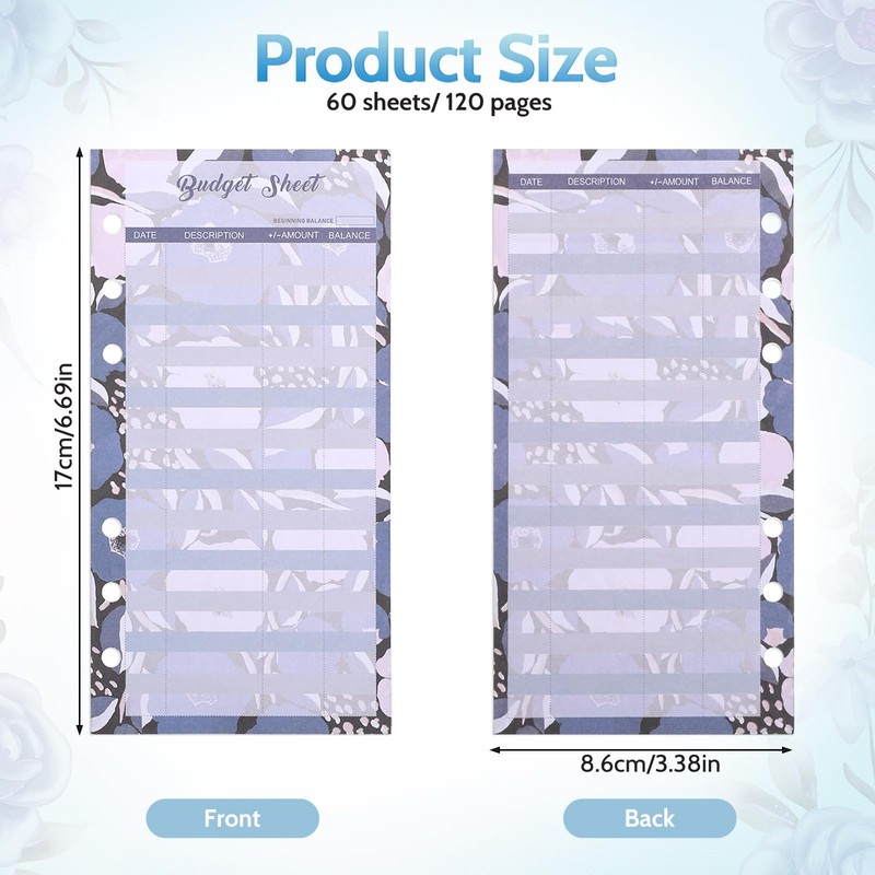 60 Sheets A6 Budget Sheets 6 Holes Budget Binder A6