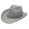 C.C Sparkly Sequin Cowboy Hat with Suede String Trim, Silver