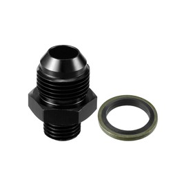 Hihaha Fuel Fitting with Washer/Inner Fuel Line Male Flare Adapter for Car/Durable Aluminum Alloy Metric M14x1.5 to 8AN Male Flare Adapter / 1 Set Black
