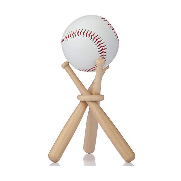 Baseball Stand Holder Wooden Baseball Bats Display Stand Holder Set Memorabilia Display for Ball Gift for Kids and Sports Lover (1 Pack)