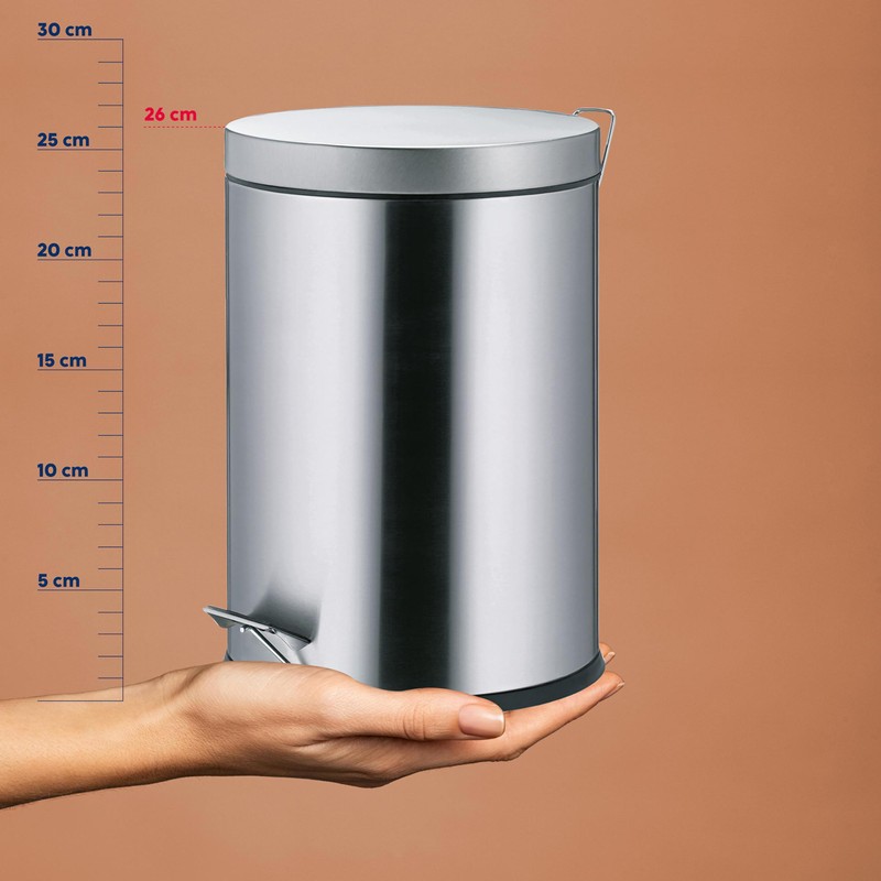 Kela Kosmetikeimer Torre 3L aus Edelstahl in silber, 17 x