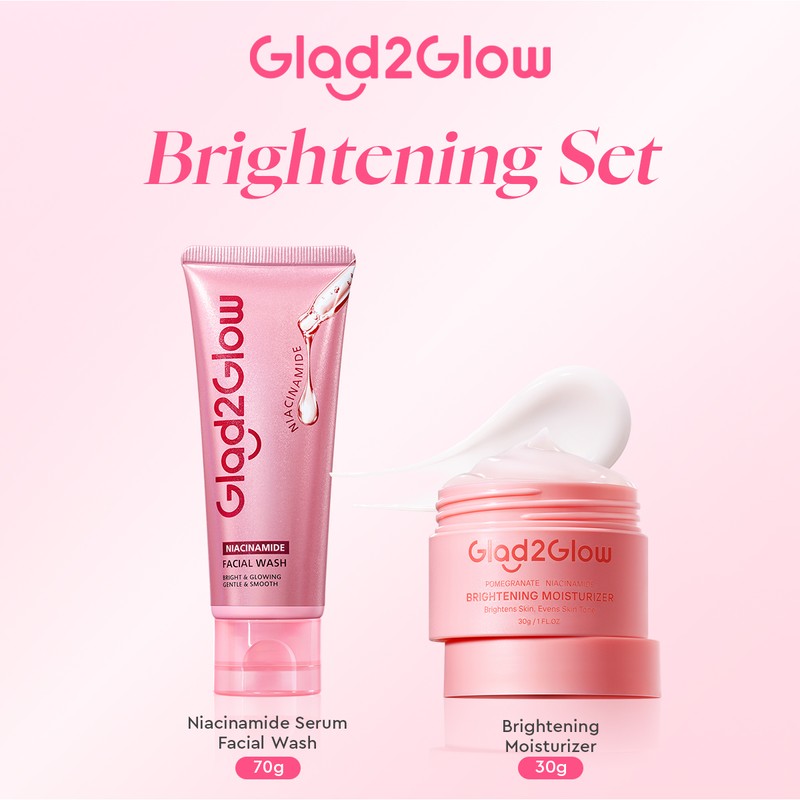 Glad2Glow Niacinamide Serum Facial Wash Cleanser Brightening Hydrating Glowing Face