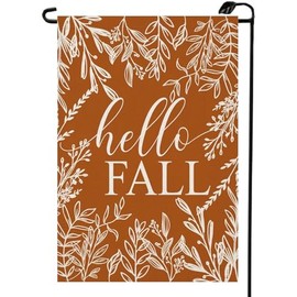 Hello Fall Garden Flag 12x18 Inch Double Sided Seasonal Autumn Thanksgiving Harvest Maple Leaves Small Flags Holiday Farmhouse Outside Decorations For Yard QJ34