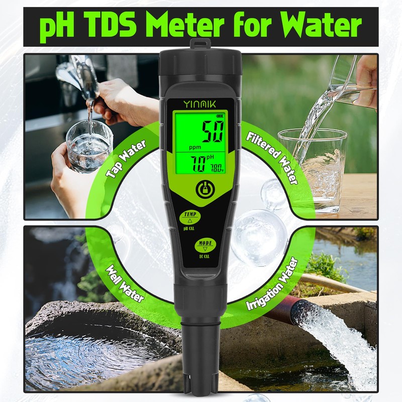 YINMIK Pool Salt Tester, Digital 5 in 1 pH TDS
